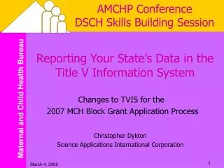 AMCHP Conference DSCH Skills Building Session