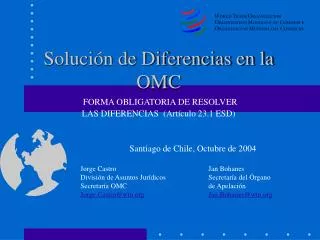 Solución de Diferencias en la OMC FORMA OBLIGATORIA DE RESOLVER LAS DIFERENCIAS (Artículo 23.1 ESD)
