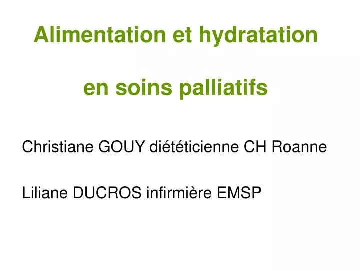 alimentation et hydratation en soins palliatifs