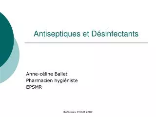 antiseptiques et d sinfectants