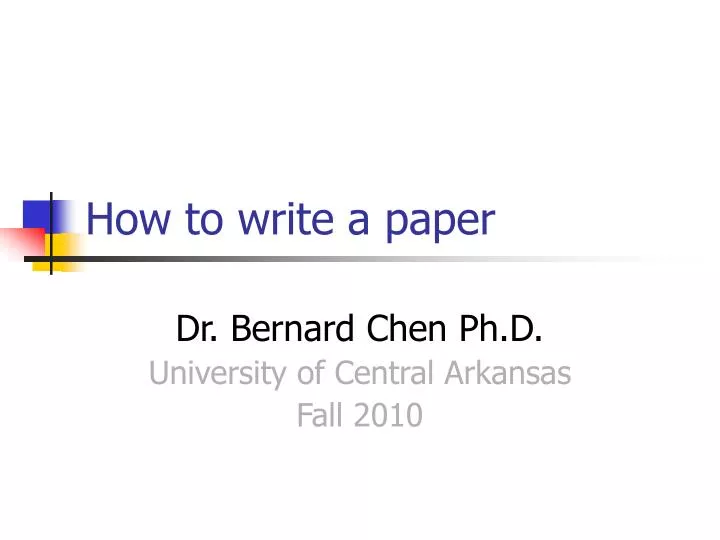how to write a paper