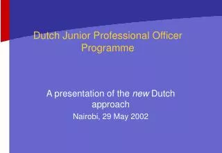 Dutch Junior Professional Officer Programme