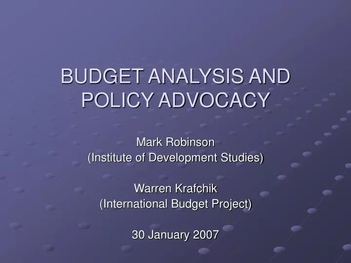 budget analysis and policy advocacy
