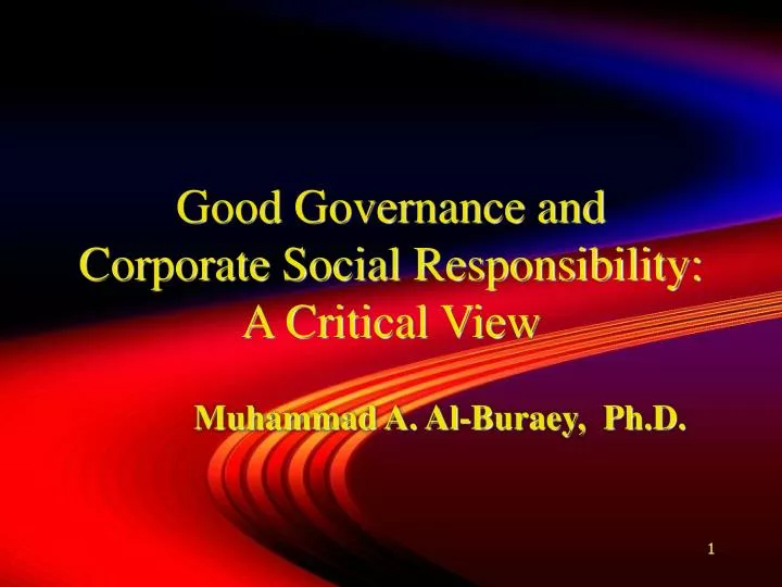 good governance and corporate social responsibility a critical view