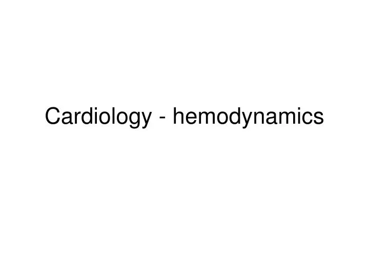cardiology hemodynamics