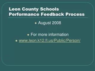 Leon County Schools Performance Feedback Process