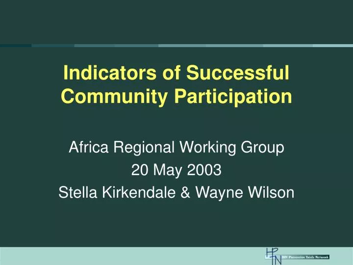 indicators of successful community participation