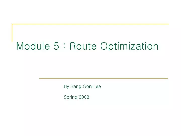 module 5 route optimization