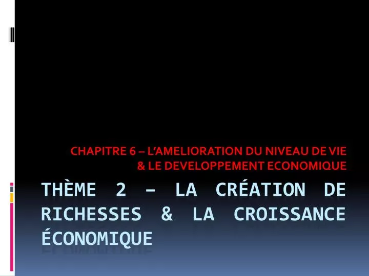 chapitre 6 l amelioration du niveau de vie le developpement economique