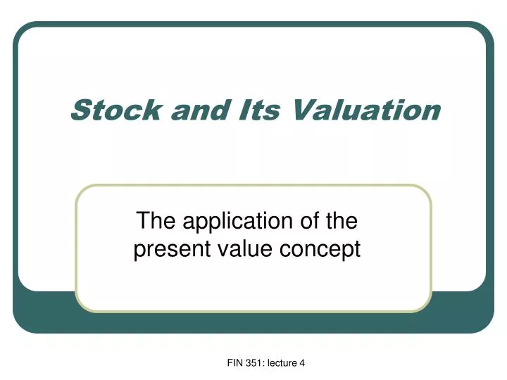 stock and its valuation