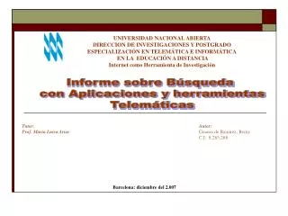 Informe sobre Búsqueda con Aplicaciones y herramientas Telemáticas