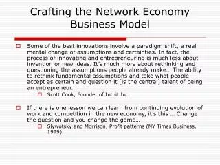 Crafting the Network Economy Business Model