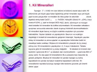 1. Kil Mineralleri