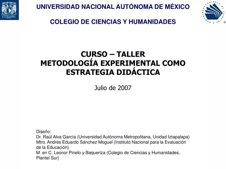 curso taller metodolog a experimental como estrategia did ctica julio de 2007