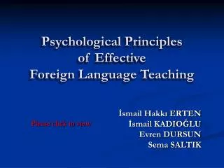 Psychological Principles of Effective Foreign Language Teaching
