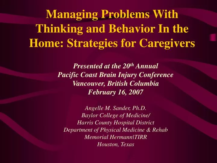 managing problems with thinking and behavior in the home strategies for caregivers