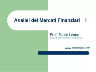 Analisi dei Mercati Finanziari I