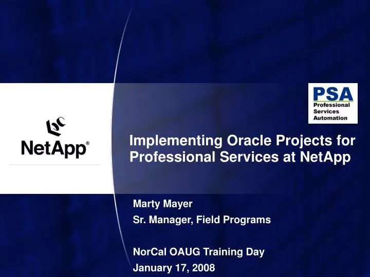 implementing oracle projects for professional services at netapp