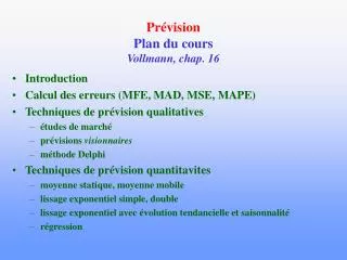 pr vision plan du cours vollmann chap 16