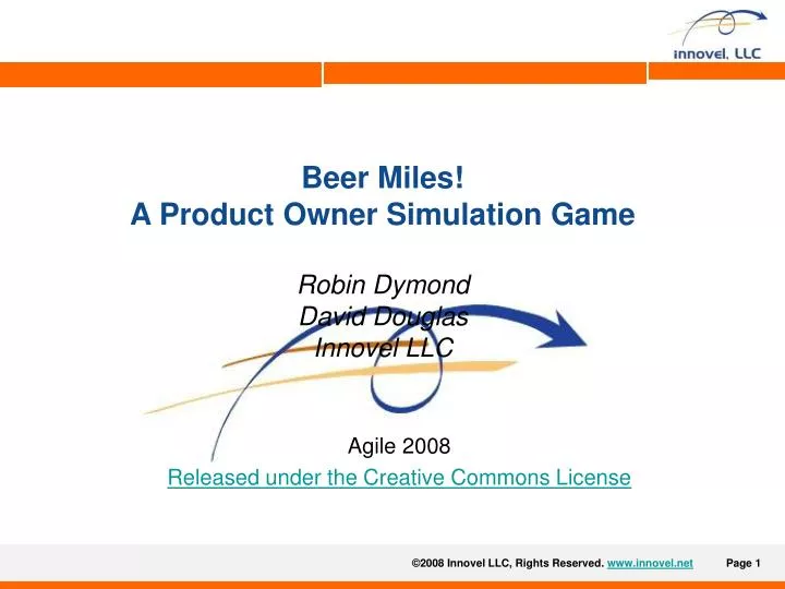 beer miles a product owner simulation game robin dymond david douglas innovel llc