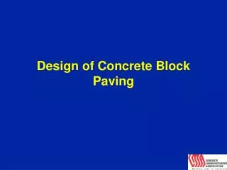 Design of Concrete Block Paving