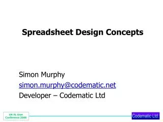 Spreadsheet Design Concepts