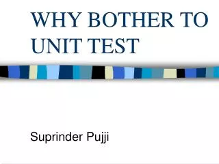 WHY BOTHER TO UNIT TEST