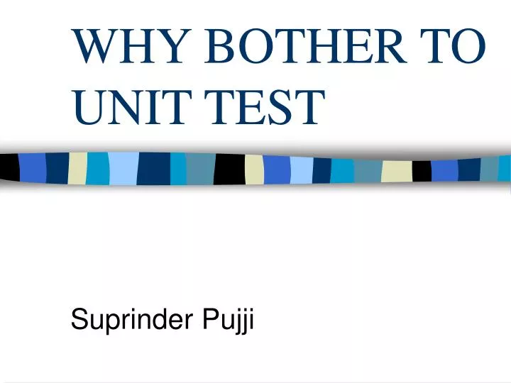 why bother to unit test