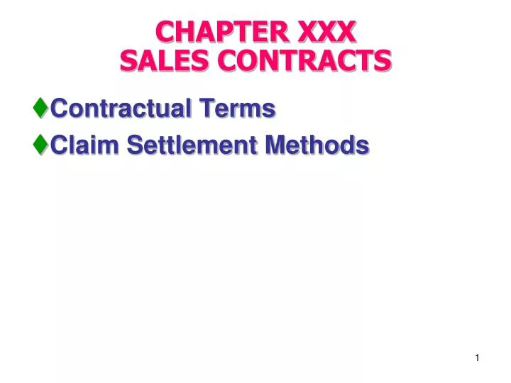 chapter xxx sales contracts