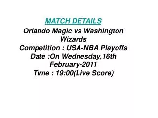 SoS Tv:**Kick off**Orlando Magic vs Washington Wizards LIVE