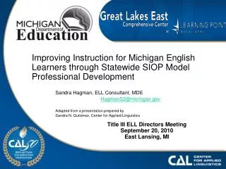 Improving Instruction for Michigan English Learners through Statewide SIOP Model Professional Development
