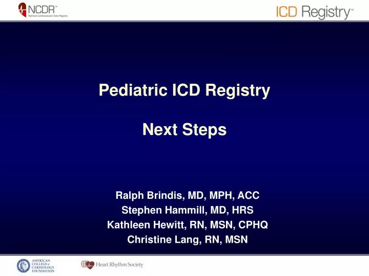 pediatric icd registry next steps