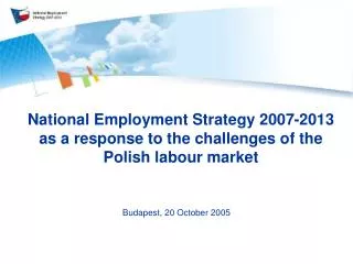 National Employment Strategy 2007-2013 as a response to the challenges of the Polish labour market