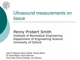 Ultrasound measurements on tissue