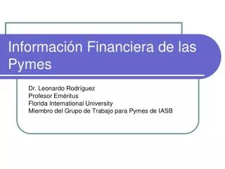 Información Financiera de las Pymes