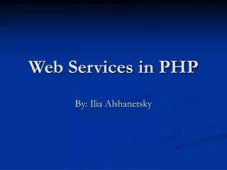 Web Services in PHP