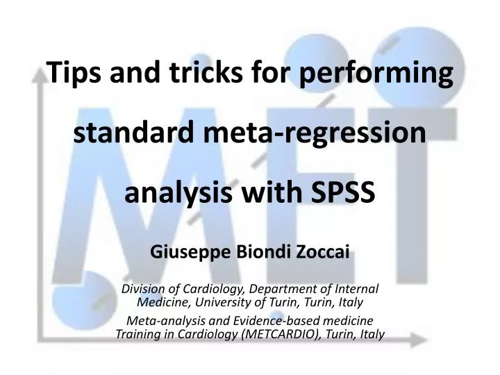 tips and tricks for performing standard meta regression analysis with spss