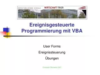 Ereignisgesteuerte Programmierung mit VBA