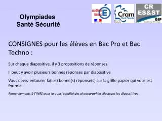 Olympiades Santé Sécurité