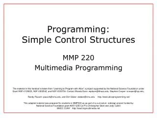 Programming: Simple Control Structures