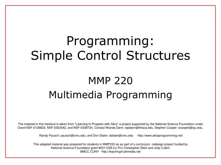 programming simple control structures