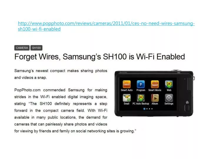 http www popphoto com reviews cameras 2011 01 ces no need wires samsung sh100 wi fi enabled