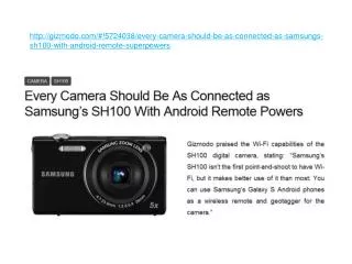 Every Camera Should Be As Connected as Samsung???s SH100