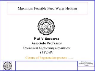 Maximum Feasible Feed Water Heating