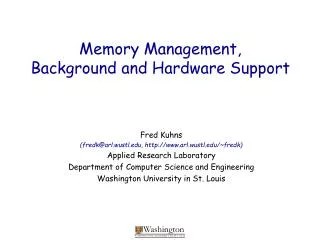 Memory Management, Background and Hardware Support