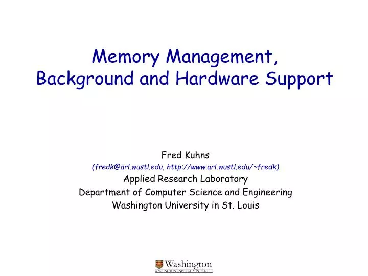 memory management background and hardware support