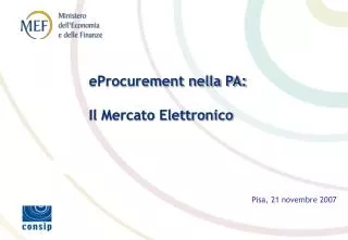 eProcurement nella PA: Il Mercato Elettronico