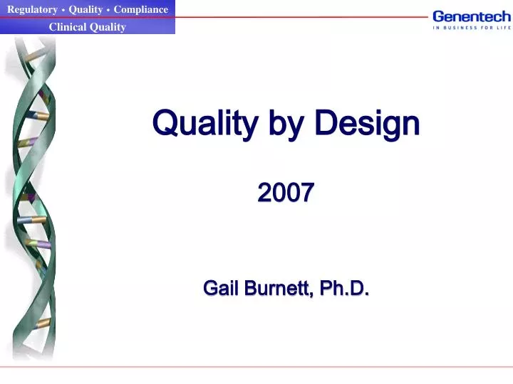 quality by design 2007 gail burnett ph d