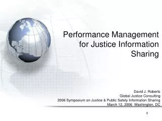 Performance Management for Justice Information Sharing
