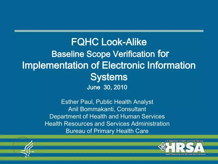 fqhc look alike baseline scope verification for implementation of electronic information systems